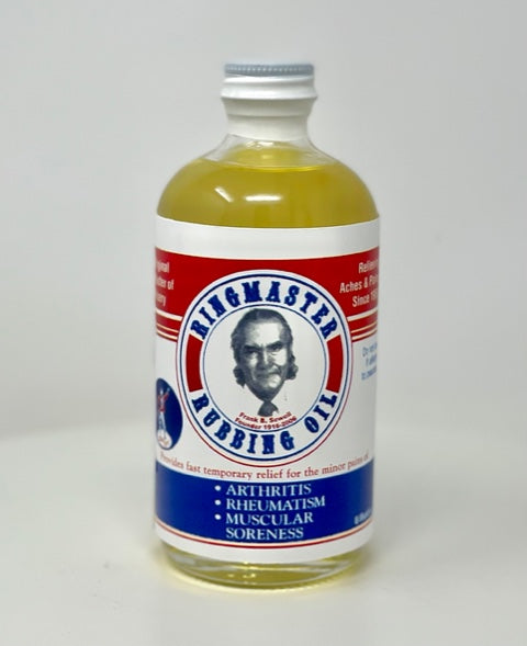 An image of the Ringmaster Rubbing Oil bottle.